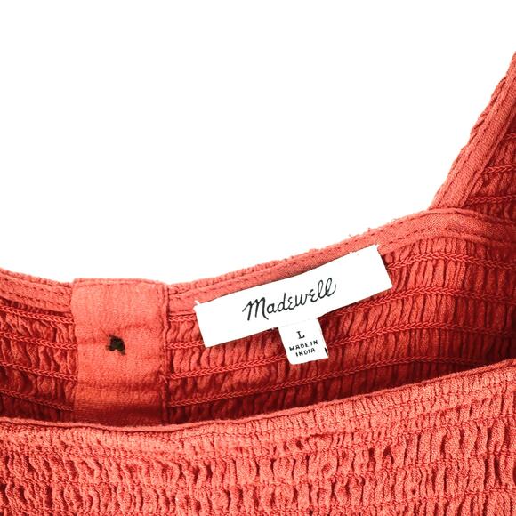 Madewell Rust Eyelet-Sleeve Lucie Smocked Peplum Top Size Large - Picture 5 of 8